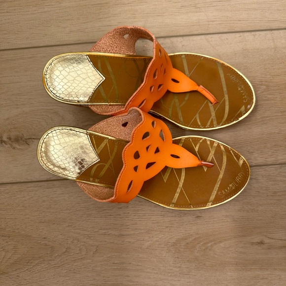 Sam & Libby Womens Leather Cut Out Cork Wedge Thong Sandals - Picture 5 of 8